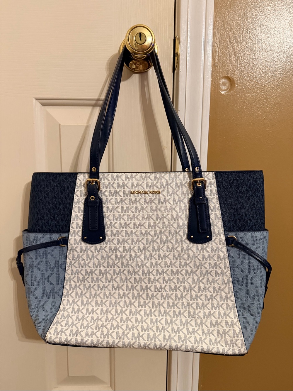 Michael Kors Navy and Cream Tote Bag
